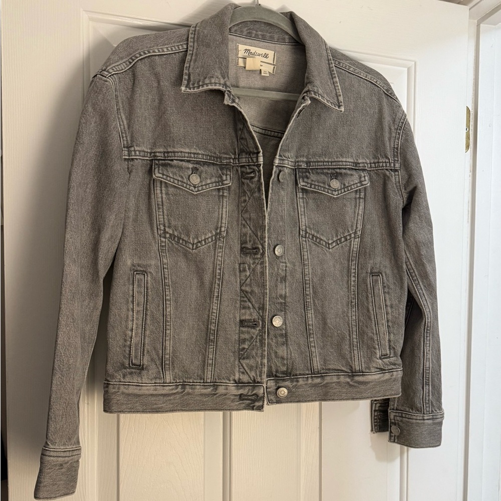 Madewell Gray Denim Boxy Crop Jean Jacket XS